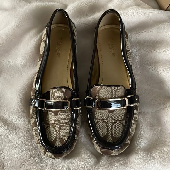 Coach Shoes Coach Brown And Tan Signature C Flynn Ladies Loafers